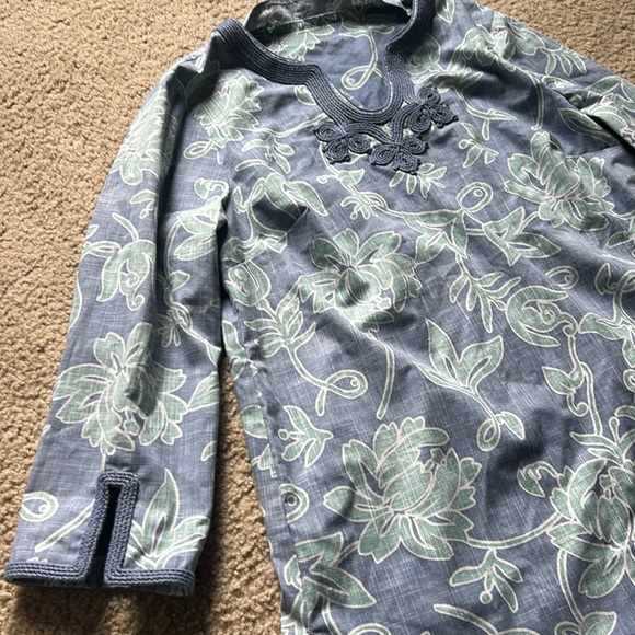 Reyn Spooner Blue and Green Tunic Top - Picture 2 of 5